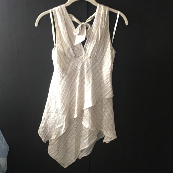 EUC BCBG Maxazira cream silk halter top - Picture 2 of 8